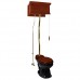 Mahogany High Tank Pull Chain Water Closet With Black Elongated Toilet Bowl And Brass Pipe - B00PUHGZ02